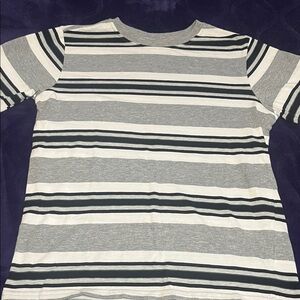 Wonder Nation Gray and White Striped Tee